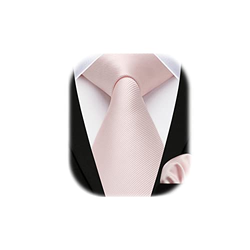 Enlision Krawatte Rosa Herren Hochzeit Krawatten und Einstecktuch Set Elegant Einfarbig Seidenkrawatte mit Taschentuch Business Party von Enlision