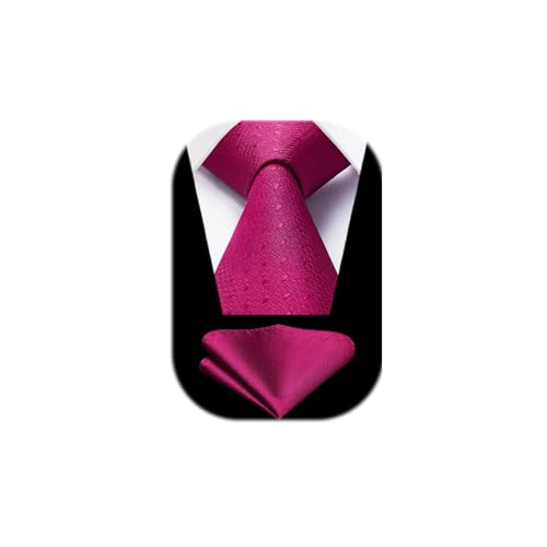 Enlision Krawatte für Herren mit Einstecktuch Set Einfarbig Rosa Herren Krawatte für Hochzeit Seide Gepunktet Herren Krawatten mit Taschentuch für Formelle Business Geschäfte Weihnachten,Rosa von Enlision