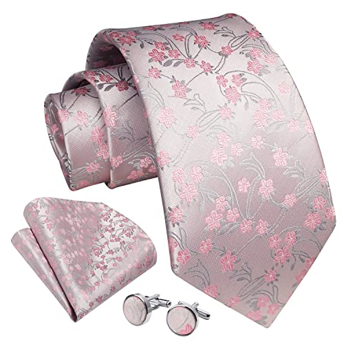 Enlision Krawatten-Set für Herren, Blumen-Krawatten und Einstecktuch, Manschettenknöpfe, Paisley-Gewebe-Krawatten-Taschentuch für Hochzeitsgeschäft, formal von Enlision