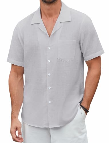 Enlision Leinenhemd Herren Kurzarm Hemd Grau Sommer Regular Fit Freizeithemd Leichtes Beach Hemd Männer L Enlision Leinenhemd Herren Kurzarm Hemd Grau Sommer Regular Fit Freizeithemd Leichtes Beach Hemd Männer L von Enlision