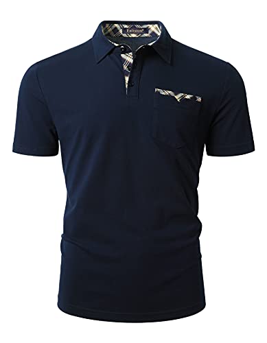 Enlision Poloshirt Herren Kurzarm Blau Polohemd mit Brusttasche Casual Golf Poloshirts Regular Fit Sport Polo T-Shirt Männer XL von Enlision