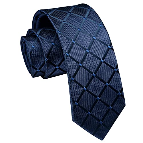 Enlision Plaid Herren Krawatte Navy Blau Schmale Krawatte Seide Krawatten für Formelle Büro oder Hochzeit Business 6cm von Enlision