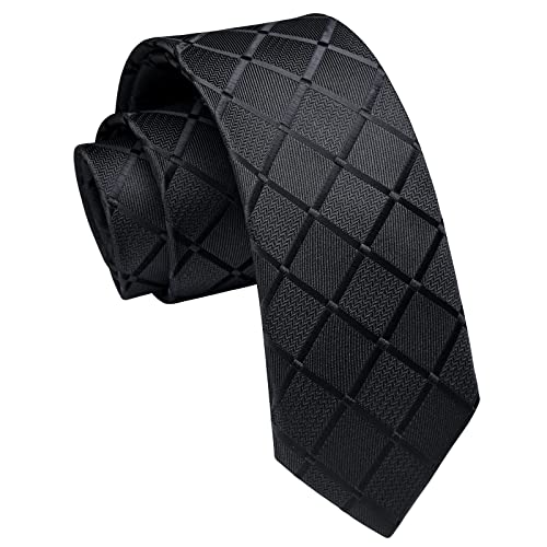 Enlision Plaid Herren Krawatte Schwarz Schmale Krawatte Seide Krawatten für Formelle Büro oder Hochzeit Business 6cm von Enlision