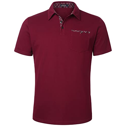 Enlision Poloshirt Herren Kurzarm Weinrot Polohemd mit Brusttasche Casual Golf Poloshirts Regular Fit Sport Polo T-Shirt Männer M von Enlision