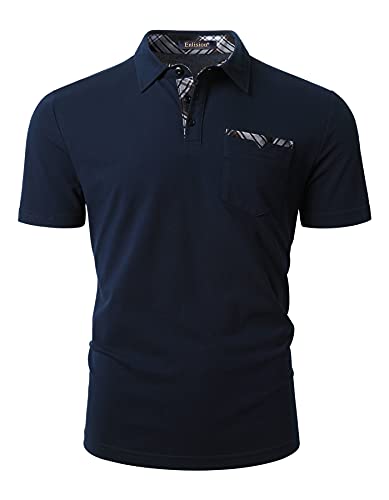 Enlision Poloshirt Herren Kurzarm Navy blau Polohemd mit Brusttasche Casual Golf Poloshirts Regular Fit Sport Polo T-Shirt Männer S von Enlision