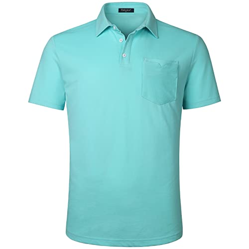 Enlision Poloshirt Herren Kurzarm Aqua Blau Polohemd mit Brusttasche Casual Golf Poloshirts Regular Fit Sport Polo T-Shirt Männer L von Enlision