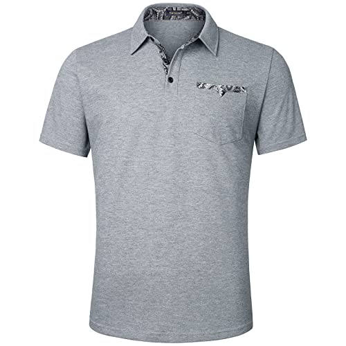 Enlision Poloshirt Herren Kurzarm Grau Polohemd mit Brusttasche Casual Golf Poloshirts Regular Fit Sport Polo T-Shirt Männer S von Enlision