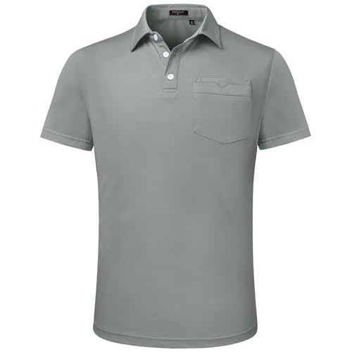 Enlision Poloshirt Herren Kurzarm Grau Polohemd mit Brusttasche Einfarbig Golf Activewear Poloshirts Casual Sommer Polo T-Shirt Männer Regular Fit XXL von Enlision