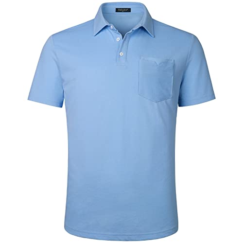 Enlision Poloshirt Herren Kurzarm Hellblau Polohemd mit Brusttasche Casual Golf Poloshirts Regular Fit Sport Polo T-Shirt Männer S von Enlision