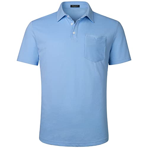 Enlision Poloshirt Herren Kurzarm Hellblau Polohemd mit Brusttasche Casual Golf Poloshirts Regular Fit Sport Polo T-Shirt Männer XXL von Enlision