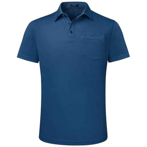 Enlision Poloshirt Herren Kurzarm Navy blau Polohemd mit Brusttasche Einfarbig Golf Activewear Poloshirts Casual Sommer Polo T-Shirt Männer Regular Fit XXL von Enlision