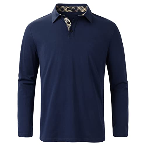 Enlision Poloshirt Herren Langarm Polohemd Blau Casual Golf Poloshirts Baumwolle Regular Fit Sport Polo T-Shirt Männer L von Enlision