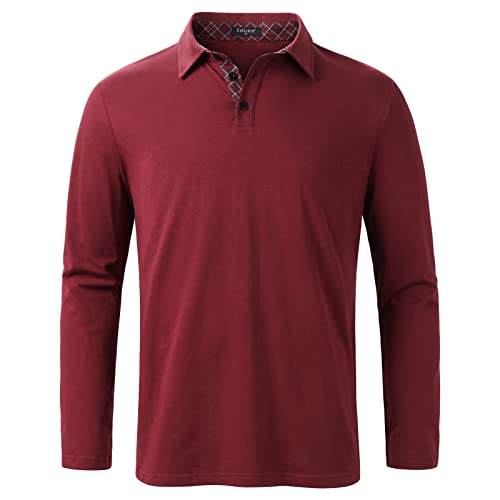 Enlision Poloshirt Herren Langarm Polohemd Weinrot Casual Golf Poloshirts Baumwolle Regular Fit Sport Polo T-Shirt Männer S von Enlision