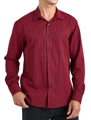 Enlision Rot Kariertes Hemd Herren Langarm Freizeithemd Kariert Hemden Baumwolle Herrenhemd Langarmhemd Holzfällerhemd für Männer Regular Fit 2XL von Enlision