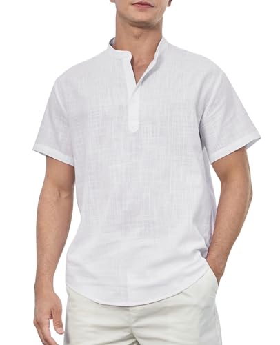 Enlision Weiß Leinenhemd Herren Kurzarm Sommerhemd Leichte Baumwolle Linen Hemden für Männer Ohne Kragen Freizeithemd Henley Shirt Regular Fit M Enlision Weiß Leinenhemd Herren Kurzarm Sommerhemd Leichte Baumwolle Linen Hemden für Männer Ohne Kragen Freizeithemd Henley Shirt Regular Fit M von Enlision