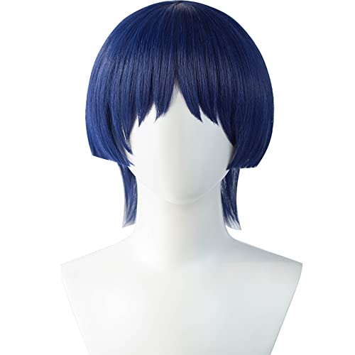 Enlylyog Fallschirmjäger, Dunkelblaues Kurzes Haar, Genshin Impact Gradient, Game Anime Perücke, Hitzebeständige Seidenperücke, Geeignet Für Jede Gesichtsform, Cosplay Party Kostüm Perücke von Enlylyog