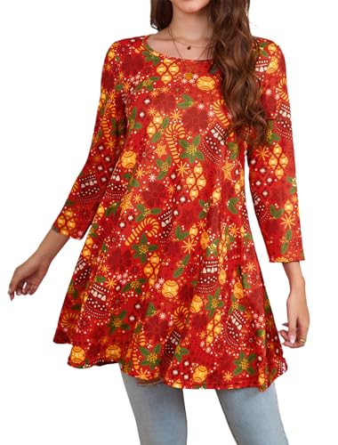 Enmain Damen Tunika Top 3/4 Langarm Tuniken Longline Blusen Longshirt Casual Elegante Rundhals Swing Tunika Tops für Damen Große Größen Enmain Damen Tunika Top 3/4 Langarm Tuniken Longline Blusen Longshirt Casual Elegante Rundhals Swing Tunika Tops für Damen Große Größen von Enmain