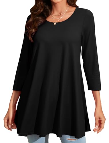 Enmain Tunika Damen Schwarz Langarm Große Größen Lange Oberteile für Frauen Elegant 3/4 Ärmel Longshirt Gemustertes Tuniken Rundhals Tops Bunt T Shirt 4XL Enmain Tunika Damen Schwarz Langarm Große Größen Lange Oberteile für Frauen Elegant 3/4 Ärmel Longshirt Gemustertes Tuniken Rundhals Tops Bunt T Shirt 4XL von Enmain