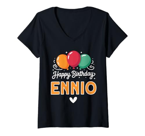 Damen Alles Gute zum Geburtstag Spruch Ennio T-Shirt mit V-Ausschnitt Damen Alles Gute zum Geburtstag Spruch Ennio T-Shirt mit V-Ausschnitt von Ennio Name Spruch für Geburtstag