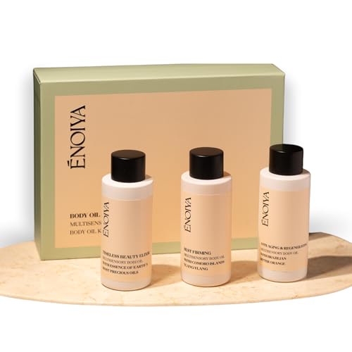 Körperöl-Geschenkset – 3x50ml Bio-Körperöle nähren, befeuchten, verjüngen die Haut mit Arganöl + Jojobaöl + Hagebuttenöl + Macadamiaöl – Formeln mit 7+ ätherischen Ölen – Geschenke für Frauen Körperöl-Geschenkset – 3x50ml Bio-Körperöle nähren, befeuchten, verjüngen die Haut mit Arganöl + Jojobaöl + Hagebuttenöl + Macadamiaöl – Formeln mit 7+ ätherischen Ölen – Geschenke für Frauen von Enoiya