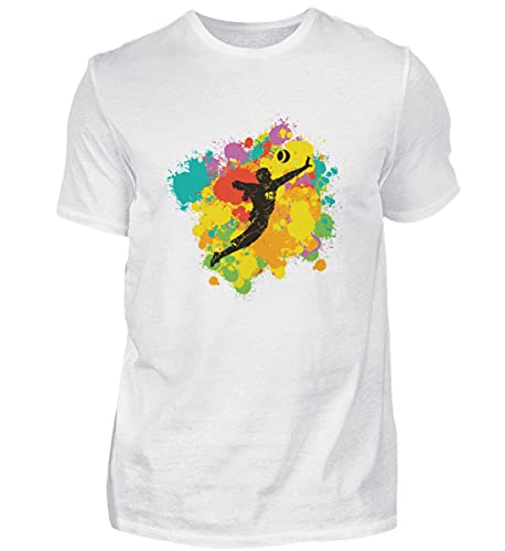 Faustball Trikot Set Farbklecks - Herren Shirt -L-Weiß von Enomis