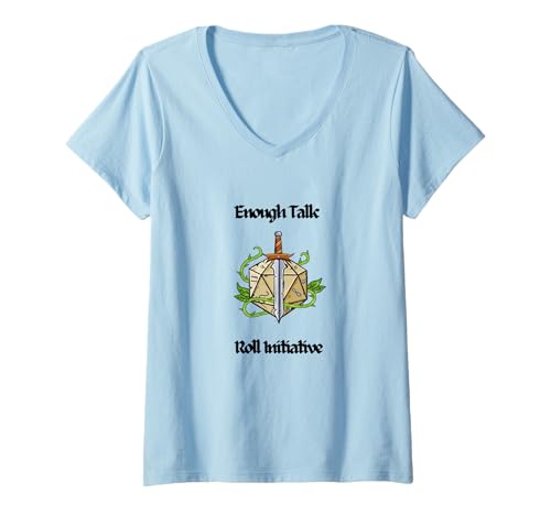 Damen Enough Talk Roll Initiative D20 RPG Role Playing Game T-Shirt mit V-Ausschnitt Damen Enough Talk Roll Initiative D20 RPG Role Playing Game T-Shirt mit V-Ausschnitt von Enough Talk Roll Initiative Gamer Geek Nerd