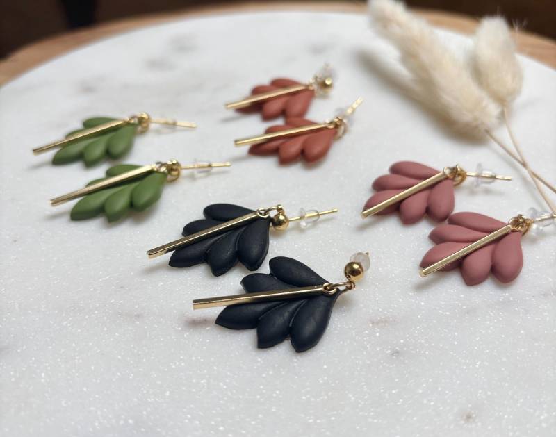Ohrringe Polymerclay „Modern Leaf" von Enoughtobe