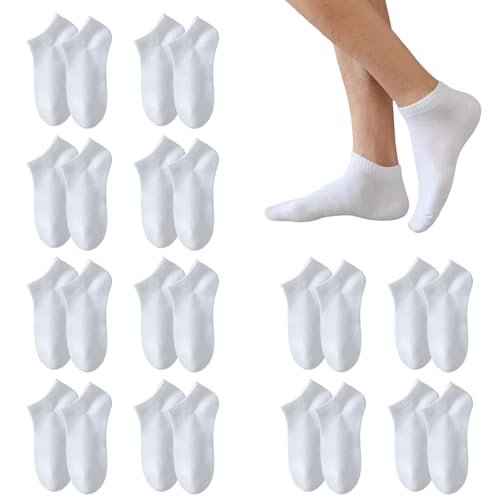 Enreluya Unsichtbare Sneakersocken (12 Paar), Füßlinge für Damen und Herren, Atmungsaktiv Unsichtbare Sneaker Socken 39-42, Weiß von Enreluya
