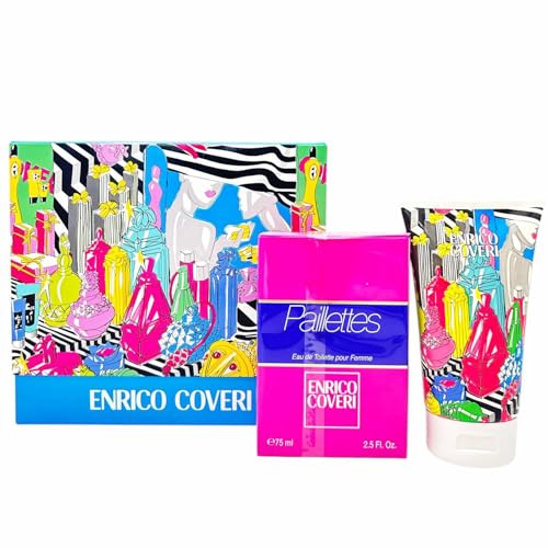 Enrico Coveri Geschenkbox für Damen, Pailletten, Damenduft, Eau De Toilette, Spray 75 ml und parfümierte Körpercreme 150 ml von Enrico Coveri