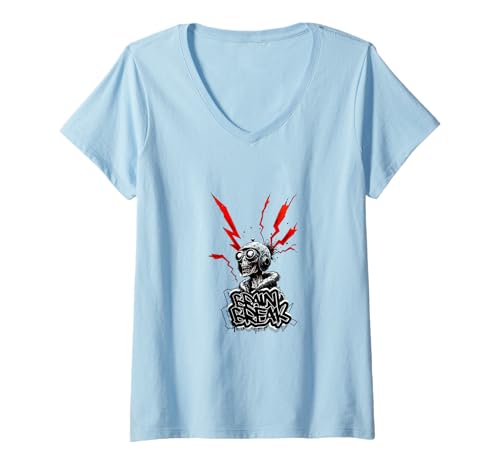 Damen Brain Break Design – Zombie Graffiti Style T-Shirt mit V-Ausschnitt von EnrolDesign