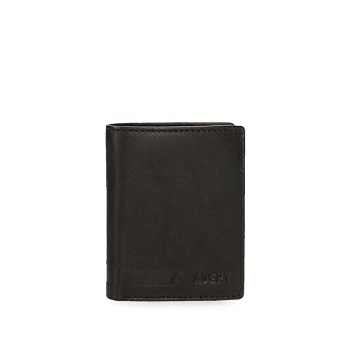 Adept Alan Vertikale Geldbörse mit Geldbörse Schwarz 8,5 x 10,5 x 1 cm Leder, Schwarz , Vertikale Geldbörse mit Geldbörse von ADEPT
