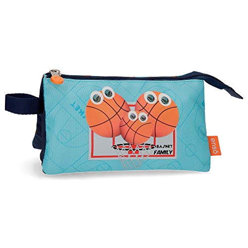 Enso Basket Family Dreifaches Federmäppchen Blau 22x12x5 cms Polyester von Enso