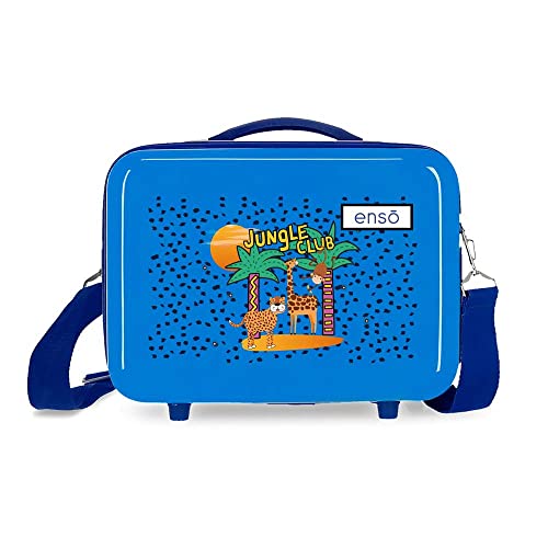 Enso Jungle Club Kulturbeutel, anpassbar, mit Schultertasche, Blau, 29 x 21 x 15 cm, starr, ABS 9,14 l von Enso