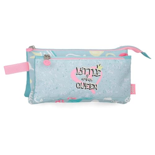 Enso Little Urban Queen Dreifach-Federmäppchen, Blau, 22 x 12 x 5 cm, Polyester, blau, 22x12x5 cms, Dreifachmäppchen von Enso