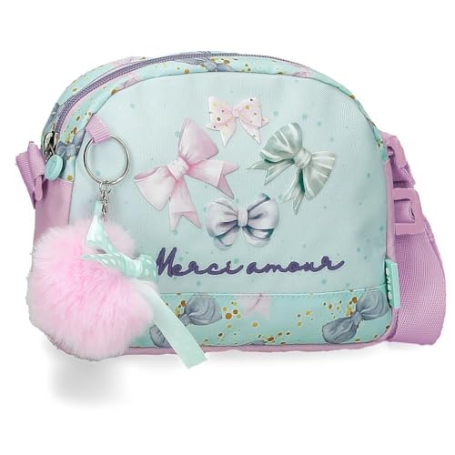 Enso Merci Amour Umhängetasche, Grün, 20,5 x 16,5 x 6 cm, Polyester, blau, Talla única, Umhängetasche von Enso