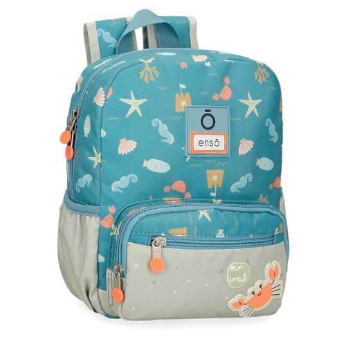 Enso Mr Crab Vorschulrucksack, anpassbar an Kinderwagen, Blau, 23 x 28 x 10 cm, Polyester, 6,44 l, blau, Vorschulrucksack, anpassbar an den Kinderwagen von Enso