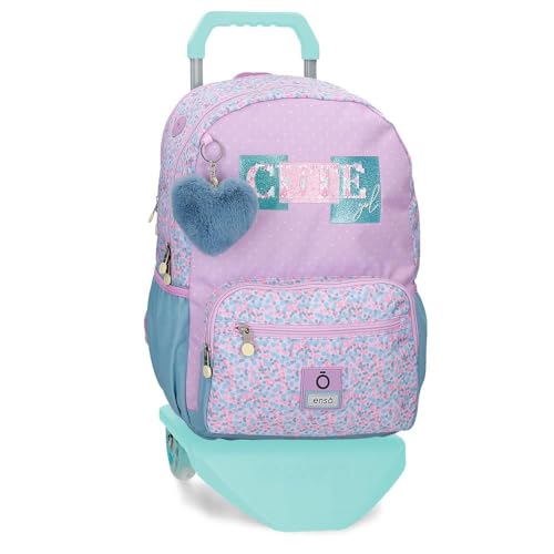 Enso Süßer Mädchen Vorschulrucksack mit Lila Trolley 25x32x12 cm Polyester 9,6L von Enso