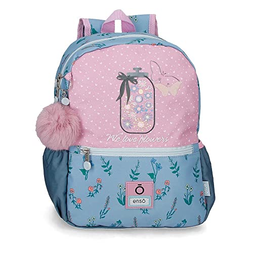 Enso We Love Flowers Kosmetikrucksack, Rosa, 25 x 32 x 12 cm, Polyester, Rosa, Wanderrucksack von Enso