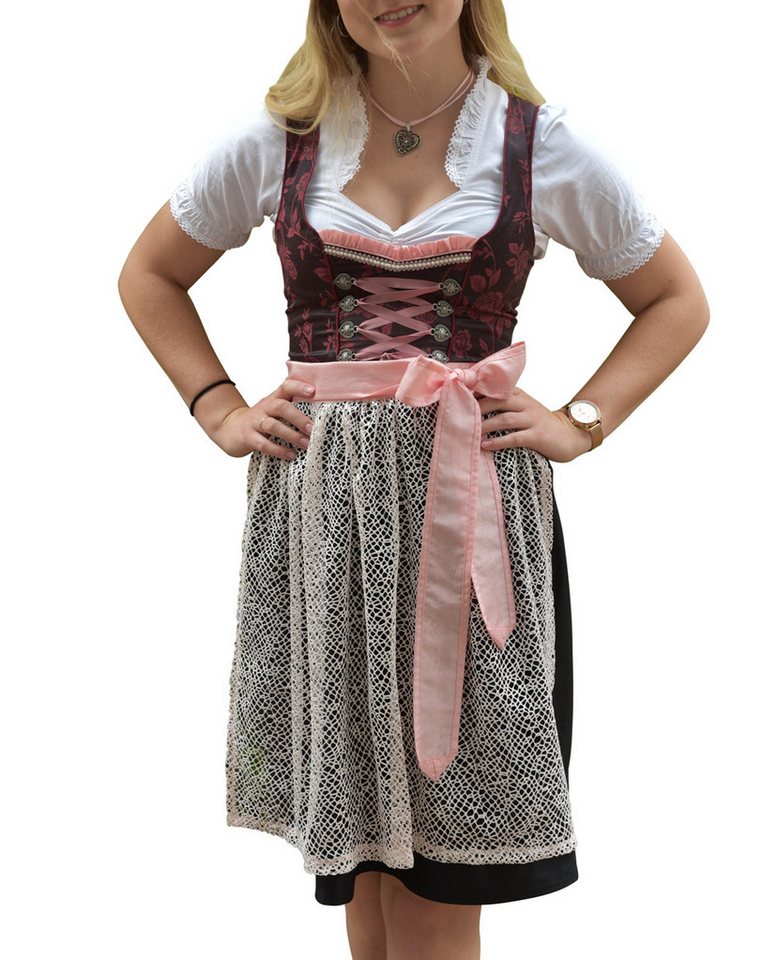 Entari Dirndl 528GT Trachtenkleid Bordo geblümt (3tlg) von Entari