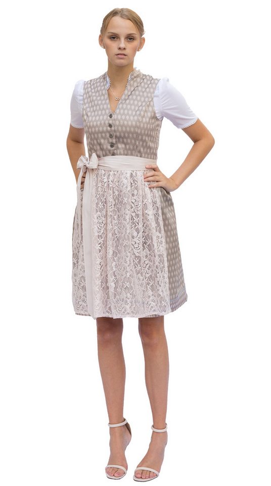 Entari Dirndl 543GT APOLLON Beigegrau geblümt (2tlg) von Entari