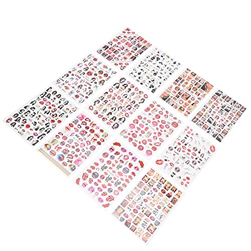 Nail DIY Sticker, 12 Blatt Lippen Nail Art Sticker für Haushalt Nail Shop für Scrapbooks Fotorahmen für Handys Grußkarten von Entatial