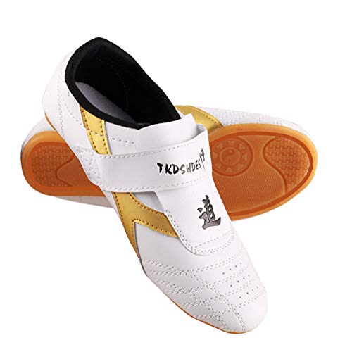 Taekwondo Schuhe, Weiß PU Schuh TPR-Gummi Sole Taekwondo-Schuhe, Atmungsaktive Verschleißfeste Kampfsport-Taekwondo-Schuhe Für Damen Und Herren(35 (Innenlänge 225cm)) von Entatial