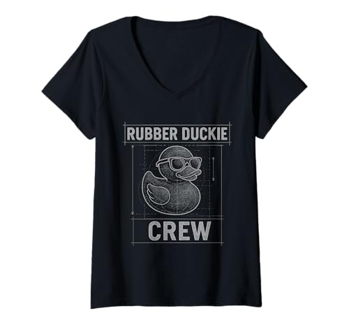 Damen Gummiente Bauplan Nautik Diagramm T-Shirt mit V-Ausschnitt Damen Gummiente Bauplan Nautik Diagramm T-Shirt mit V-Ausschnitt von Entchen Kollektiv
