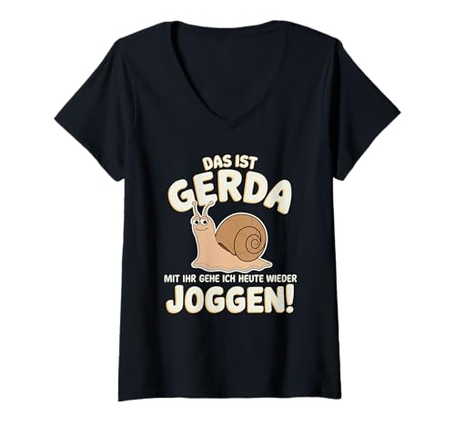 Damen Gerda Schnecke Joggen lustiger Spruch Kessel muss Brennen T-Shirt mit V-Ausschnitt Damen Gerda Schnecke Joggen lustiger Spruch Kessel muss Brennen T-Shirt mit V-Ausschnitt von Entdecke Witzige Tier Designs & Sprüche