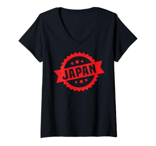 Damen Japan Logo #1 Stempel Tokio Urlaub Kyoto Souvenir Osaka Fuji T-Shirt mit V-Ausschnitt Damen Japan Logo #1 Stempel Tokio Urlaub Kyoto Souvenir Osaka Fuji T-Shirt mit V-Ausschnitt von Entdecke die Welt