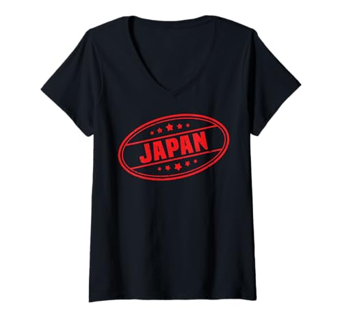 Damen Japan Logo #2 Stempel Tokio Urlaub Kyoto Souvenir Osaka Fuji T-Shirt mit V-Ausschnitt Damen Japan Logo #2 Stempel Tokio Urlaub Kyoto Souvenir Osaka Fuji T-Shirt mit V-Ausschnitt von Entdecke die Welt