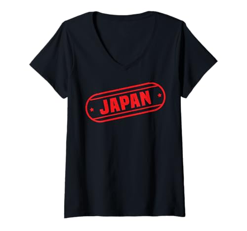 Damen Japan Logo #3 Stempel Tokio Urlaub Kyoto Souvenir Osaka Fuji T-Shirt mit V-Ausschnitt Damen Japan Logo #3 Stempel Tokio Urlaub Kyoto Souvenir Osaka Fuji T-Shirt mit V-Ausschnitt von Entdecke die Welt