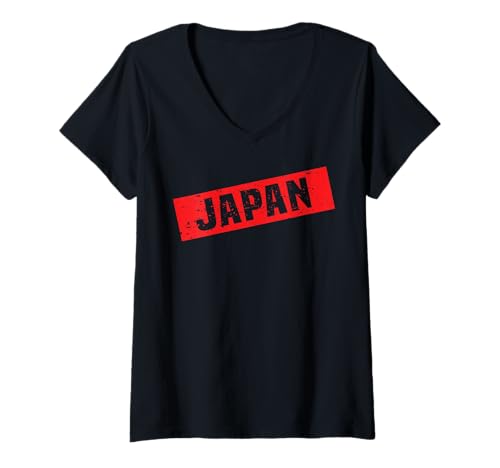 Damen Japan Logo #9 Stempel Tokio Urlaub Kyoto Souvenir Fuji Osaka T-Shirt mit V-Ausschnitt Damen Japan Logo #9 Stempel Tokio Urlaub Kyoto Souvenir Fuji Osaka T-Shirt mit V-Ausschnitt von Entdecke die Welt