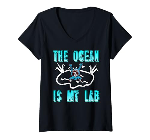 Damen Der Ozean Ist Mein Labor Meeresbiologie Taucher T-Shirt mit V-Ausschnitt Damen Der Ozean Ist Mein Labor Meeresbiologie Taucher T-Shirt mit V-Ausschnitt von Entdecker Der Meere Und Wissenschaft