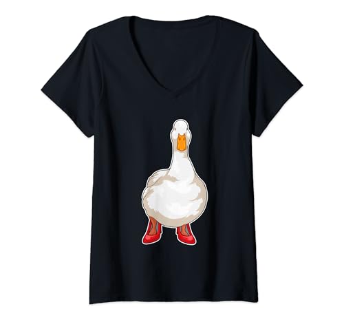 Damen Ente Stöckelschuhe T-Shirt mit V-Ausschnitt Damen Ente Stöckelschuhe T-Shirt mit V-Ausschnitt von Ente Stöckelschuhe